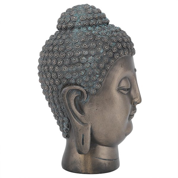 Harpiks Buddha Hoved Statue Figur Ornament Buddhistisk Forsyning Hjem Bordplade Stue Udsmykning