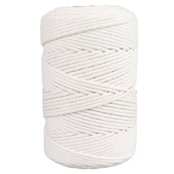 Hvit Macrame Cord 4mmx21.9 Yards Macrame Tau Bomullsledning for vegghengende plantehengere Håndverk strikking