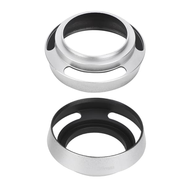 2 stk. hul udformet objektivhætte i aluminiumslegering 39 mm til Leica-kamera, sølv