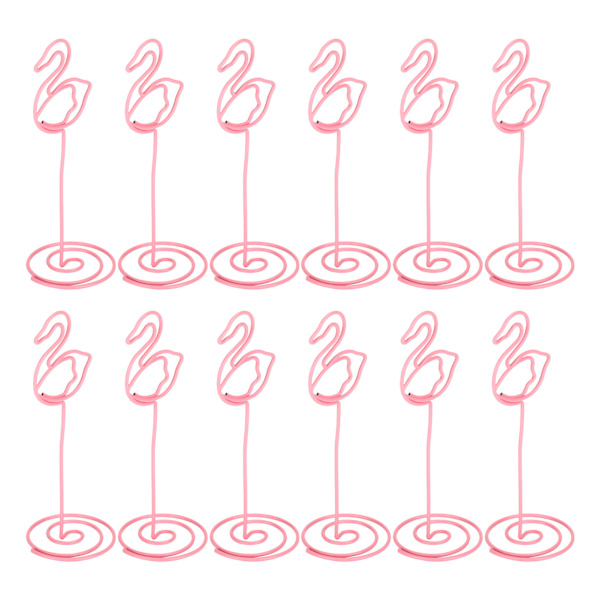 12 Styck Swan Photo Clip med Base Iron Wire Desktop Card Notera Hem Business Craft Supplies