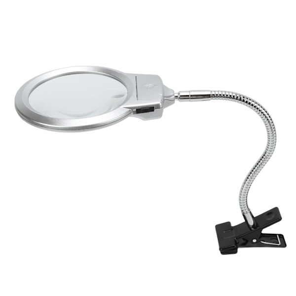 LED-belyst förstoringsglas med klämma optisk linsjustering slang förstoringsglas med 2 lysdioder för läsning av hantverk