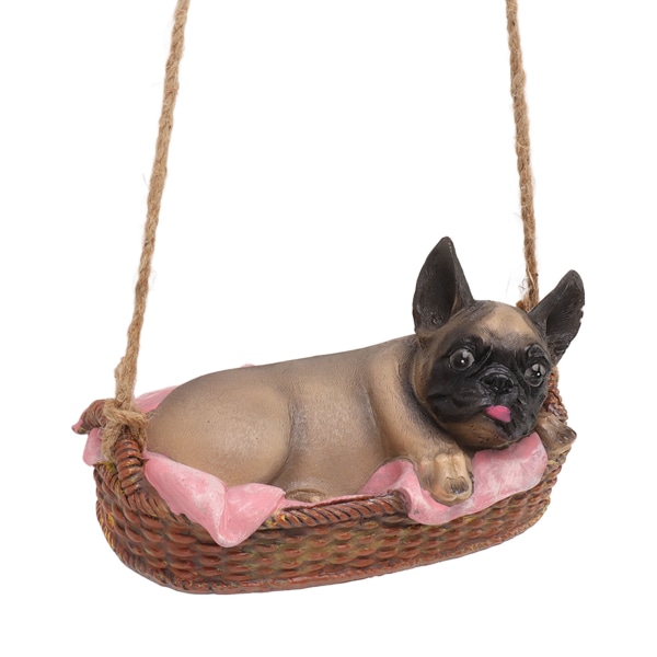 Hagehundestatue utendørs harpiks sving ornament hengende dekorasjon hjem bulldog dyregave grå