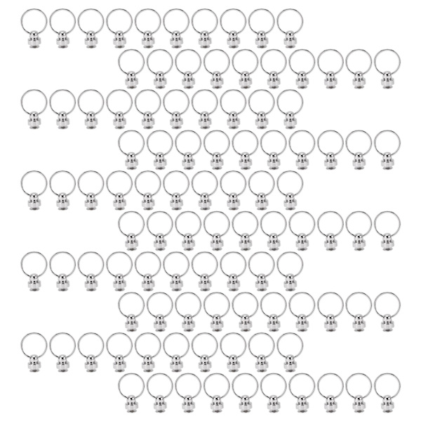 100 set runda huvuden nitar silver dubbel cirkel dragringar koppar DIY graderfri skruvback spikhuvuden stud för telefonfodral 9mm