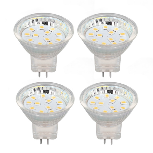 4kpl MR11 12LED-lamppu 2W 300LM spottilamppu Double Pin Base vaaka lamppu Lämmin valkoinen 3000K