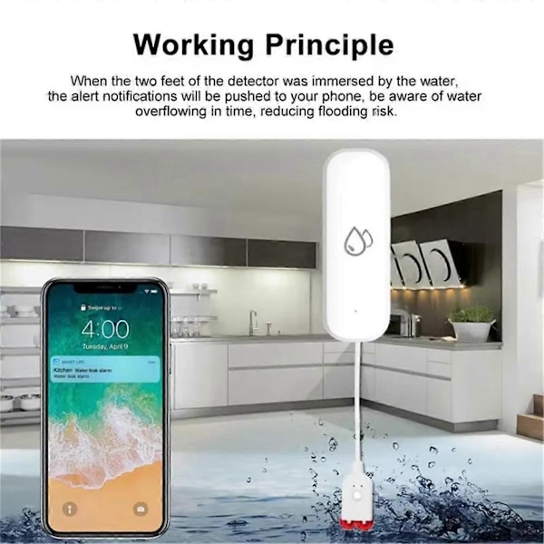 Tuya WiFi Vannsensor Lekkasjealarm Flomdetektor