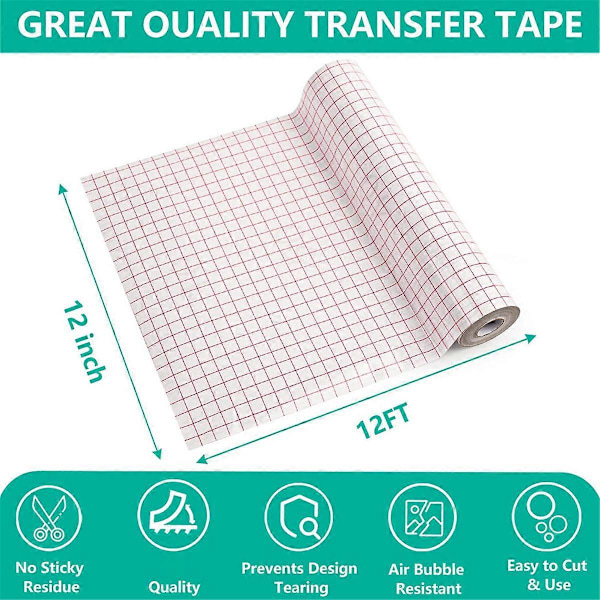 Klar Vinyl Overføringspapir Tape Rull (30,5 cm x 4,5 m)
