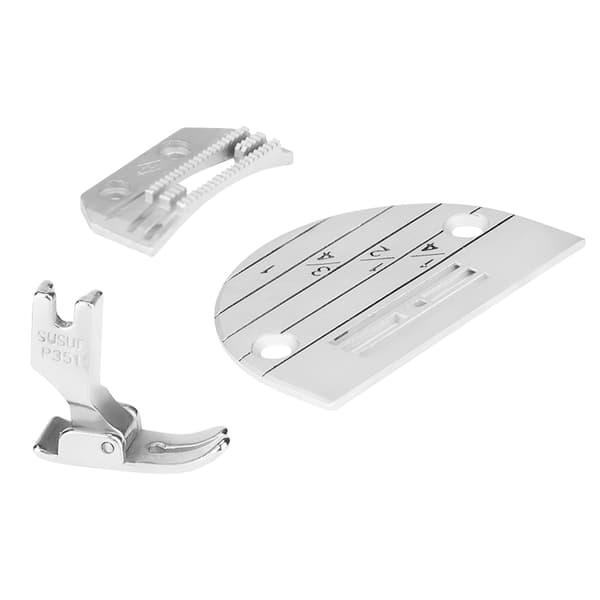 3 stk. Industrisymaskintilbehør Nålplate Trykkfot Kit Sett