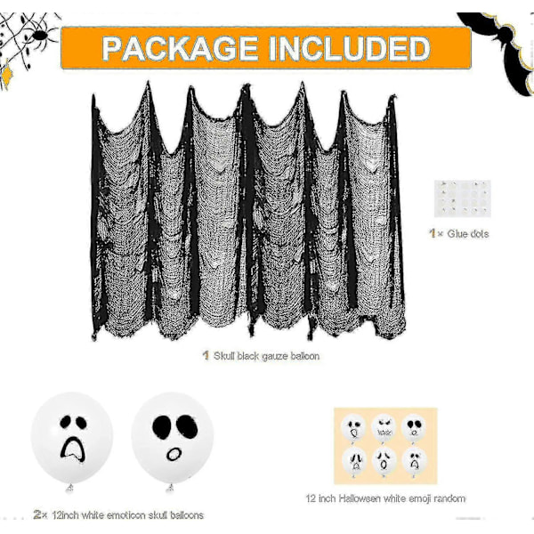 Halloween-juhlakoristeluilmapallot, Hyvää Halloween-juhlatarvikkeet ulko- ja sisätiloihin, Halloween hauska pelottava Emoji1set-musta