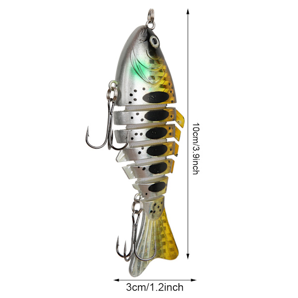 5 stk. 10 cm Multi Sektioner Kunstig Fiske Lure Bait Havfiskeri Grej Synkende Wobblere med Krog