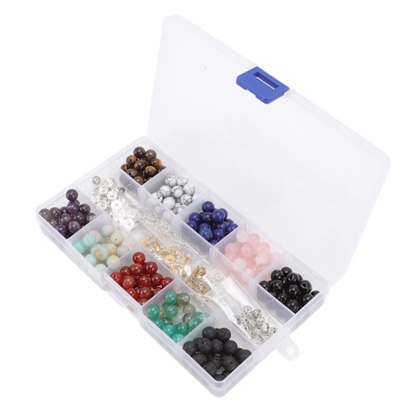 240 stk Lava Rock Stone Beads Kit 10 Styles Multicolors 8 mm Diameter til DIY armbånd smykker fremstilling