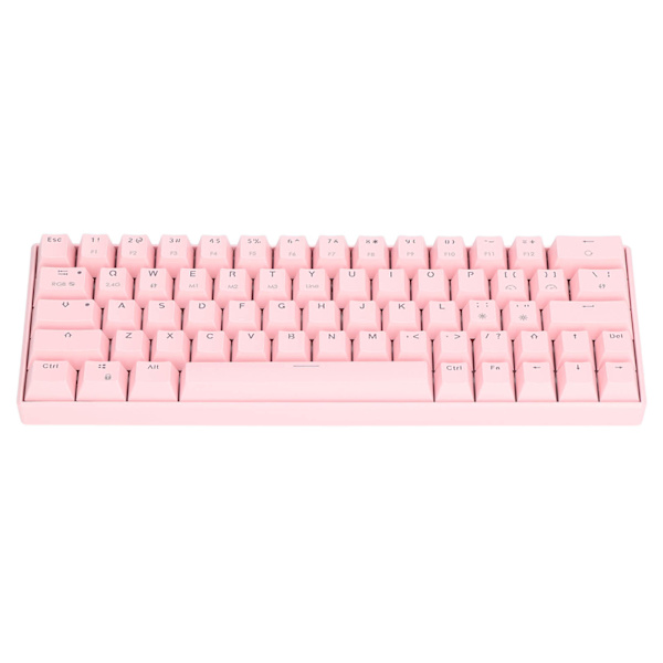 3 lägen trådlöst mekaniskt tangentbord N Key Rollover 64 tangenter RGB 2.4G trådlöst typ C trådbundet rosa mekaniskt tangentbord brunt brytare