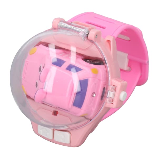Mini RC Bilklokke Leker Søt Form USB Lading Silikonrem Håndledd RC Bilklokke Leketøy for Gutter Jenter Rosa