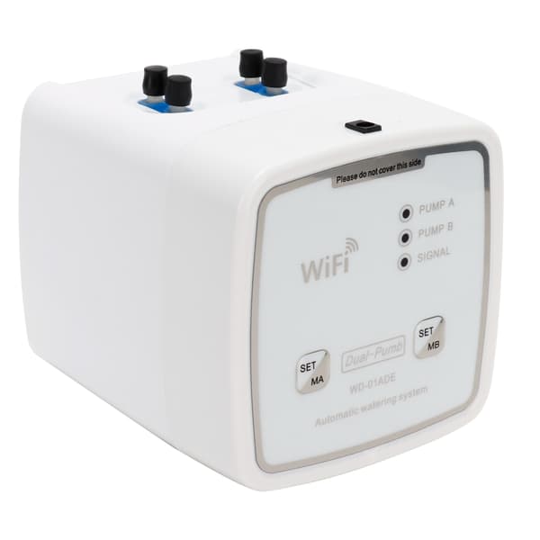 WIFI Intelligent Hagevannings-timer Dryppvanningssett Vanningssystem 100‑240V Dobbelpumpe EU-plugg
