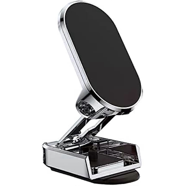 Sammenleggbar magnetisk biltelefonholder i legering, magnetisk 360 biltelefonholderstativ, universell sammenleggbar dashbordbrakett