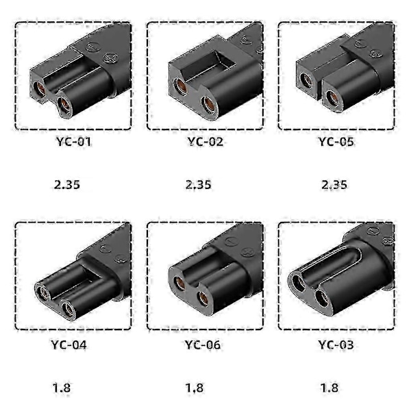 6-pack Typ-C Laddaradapter Rakströmadapter för Elektrisk Hårklippare Skäggtrimmer, Rakapparat, Skönhetsinstrument