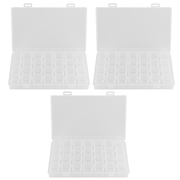 3Set 28Slots Diamanter Målning Boxar Organizer Diamanter Broderi Tillbehör för DIY Konst Hantverk Sömnad