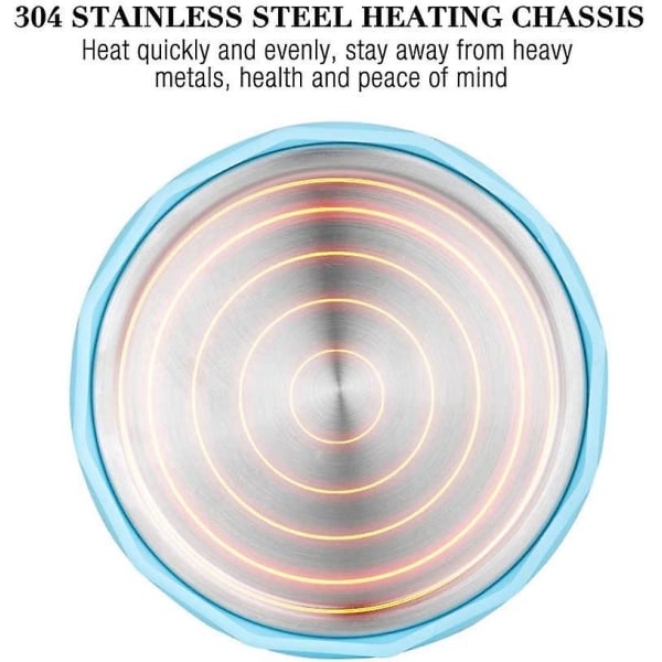 Bärbar campingvattenkokare i silikon med bas i rostfritt stål, 0,6L, idealisk för camping och motorcykelresor (ljusblå)