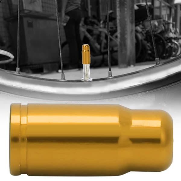50 st. anodiserade cykeldäck Presta luftventil dammskydd i aluminiumlegering (guld)
