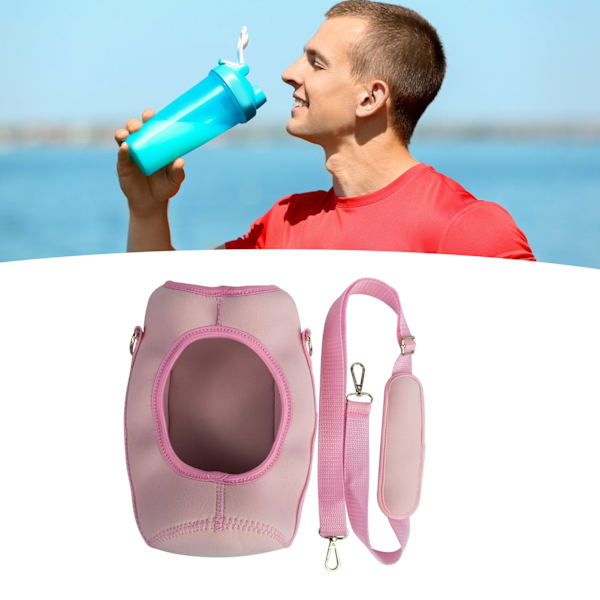 Fodral för vattenflaska med justerbar axelrem, rosa
