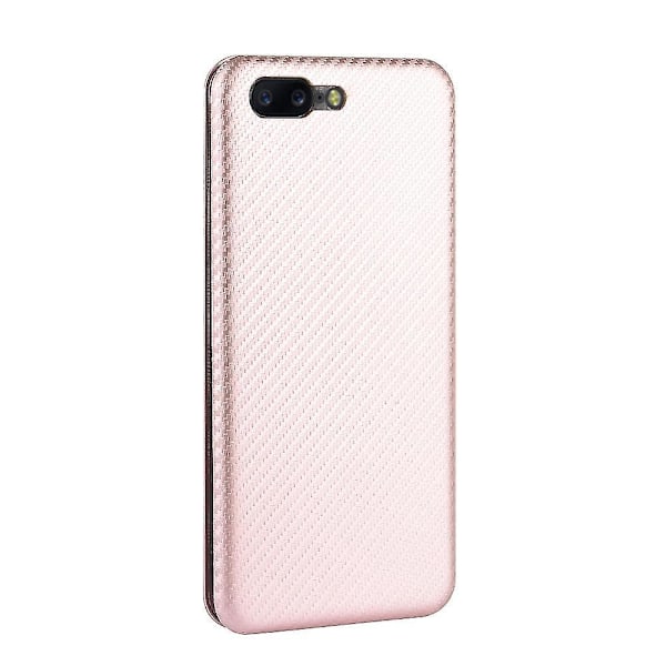 För Oneplus 5 Kolfiber Läderfodral-B6 Rosa