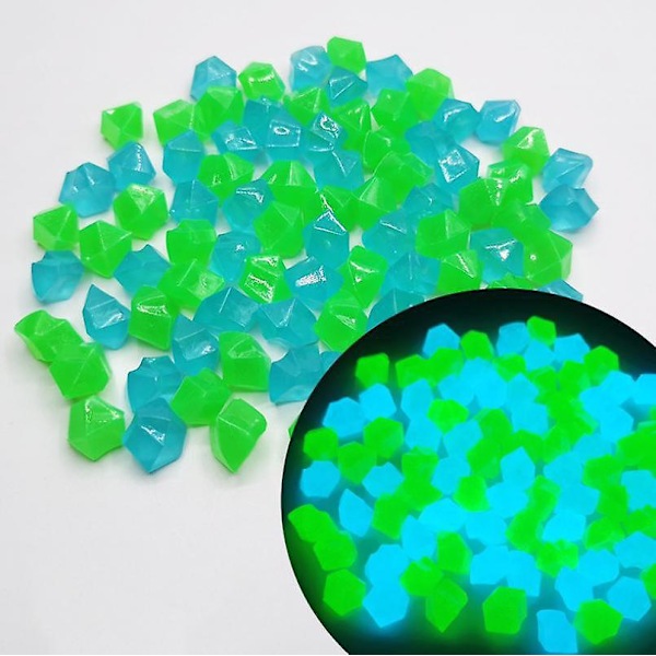 Aquarium Luminous Stones - Resin, Blue and Green, 14*11mm, Luminous Pebbles