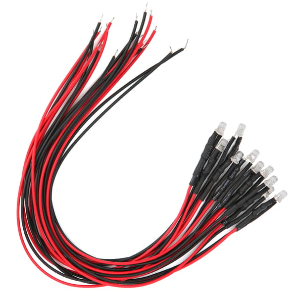 50 stk. LED-lysdiode, ferdigkoblet, rundhode, enkeltblinkende modell 12V oransje lys