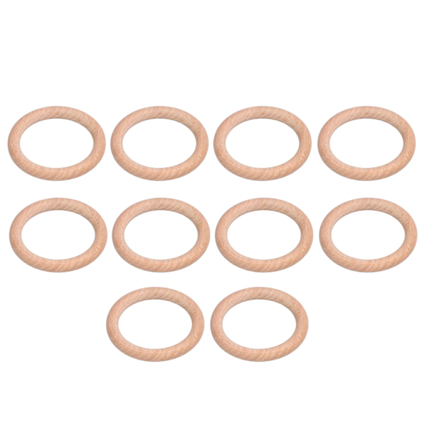 10 stk. Ubehandlede tre ringer i tre for håndverk, smykker og babytenner 4 cm