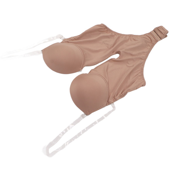 Kvinnors enfärgade underkläder, charmig djup V-underkläder, body för cosplay, aftonklänning, bröllopsklänning, mörkbrun