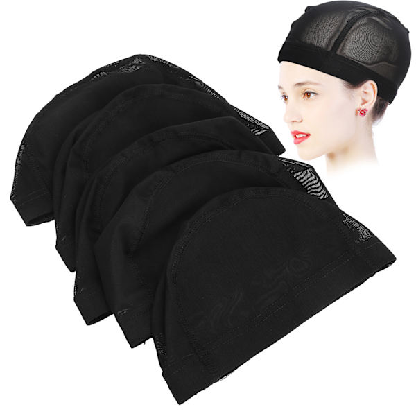 5kpl Cap Joustava Nylon Dome Hengittävä cap pitkille lyhyille suorille kiharille hiuksille