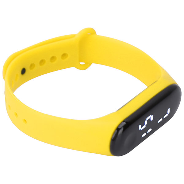 Digitalur LED Hvidt Lys Display Plast Spejl Elektronisk Bevægelse Silikone Strap Sportsur til Student Gul