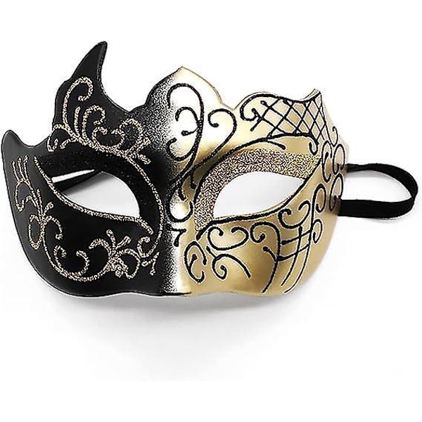 Elegantti musta ja kultainen venetsialainen naamio naamiaisiin, cosplayhin, karnevaaliin ja teemajuhliin - unisex