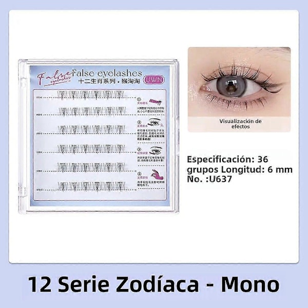 Limfri Falske Øjenvipper Zodiac Serie 12 Tegn C-Kurver 0,05 mm Segmenteret Selvklæbende Syntetisk Hår Længde 1 cm-1,5 cm U637