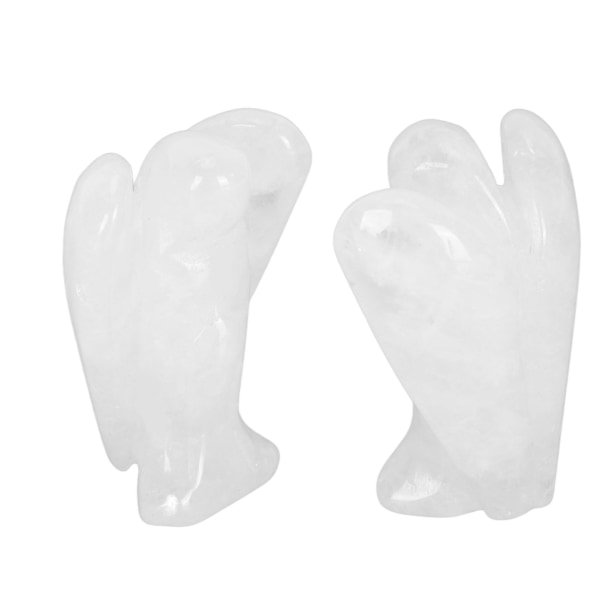 Faux Crystal Angel Figure Udskåret Fred Healing Pocket Angel Statue Sten til Hjem Meditation Hvid