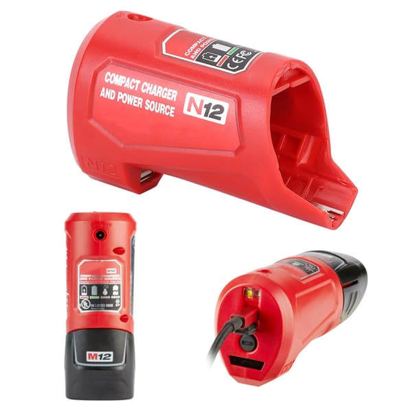 Bærbar USB-batterioplader og strømkilde egnet til Milwaukee 48-59-1201 M12