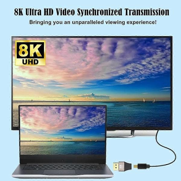 Kompatibel med Thunderbolt 2 8K 60Hz Mini DisplayPort hunn til DP hann-omformer Miniadapter