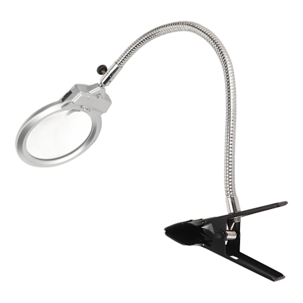 Klemme forstørrelsesglass 2X og 6X dobbel linse fleksibel slange 2 LED-er Clip On Lupe med lys
