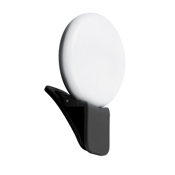Mini telefonklips på fyldlys USB genopladelig selfie ringlys til livestreaming (sort)