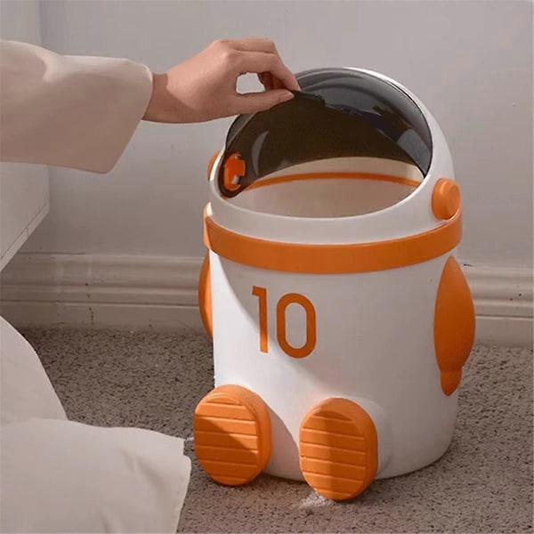 Søppelbøtte med lokk med astronaut-tema, stor kapasitet, lysebrun