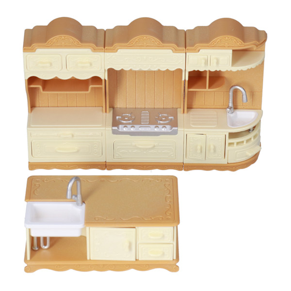 Dockhus Miniatyrer Möbler Kök Set Säker Utsökt Miniatyr Kök Set för Barn Gåvor (Diskho Spis Skåp Matlagning Bord)