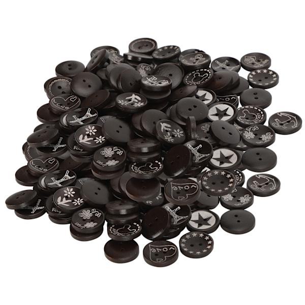 100 kpl puunappeja 20 mm 2-reikäinen kulhopainikkeen DIY-ompelutarvike tumma kahvi