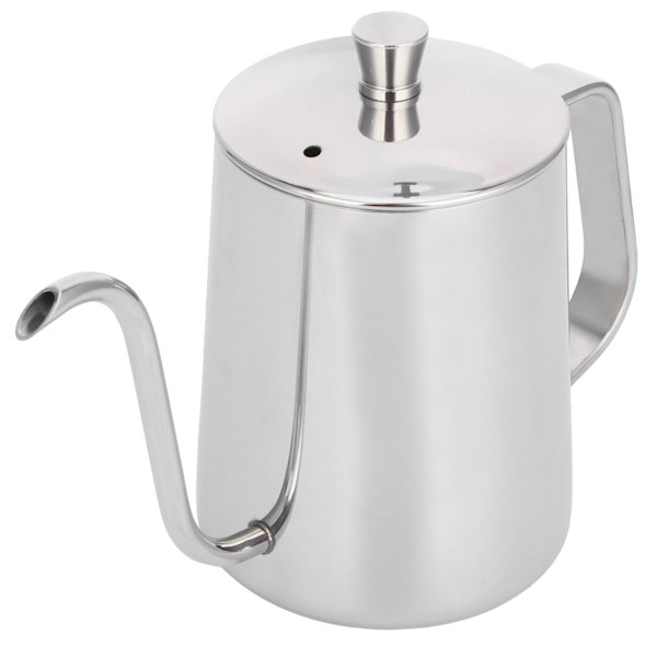 600 ml kaffedroppkanna 304 rostfritt stål smal pip tjock kaffekanna med lock