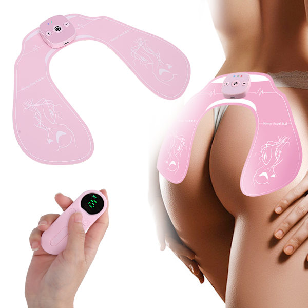 Trådlös EMS höfttränare fjärrkontroll smart skinklyftande massageapparat rosa
