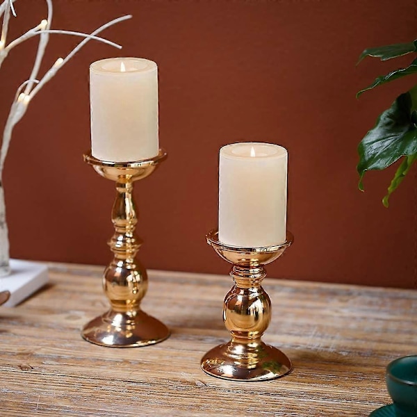 2 Stycken Järnpelare Ljushållare för 80mm Pelarljus eller Flamlösa LED-ljus, Halloween
