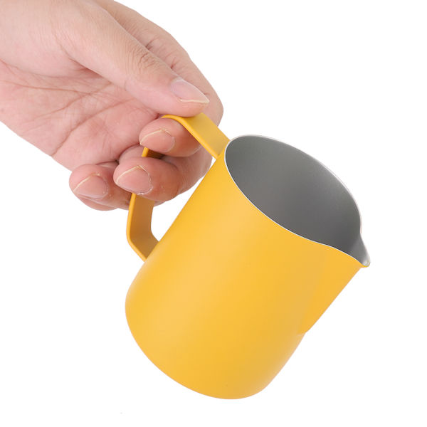 600 ml melkeskummende kopp i rustfritt stål Kanne Kanne Latte Art for hjemmekafébruk Gul