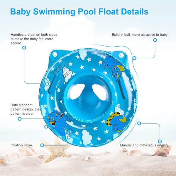 Oppustelig baby pool float med sæde - 2-delt sæt, egnet til 6-36 måneder