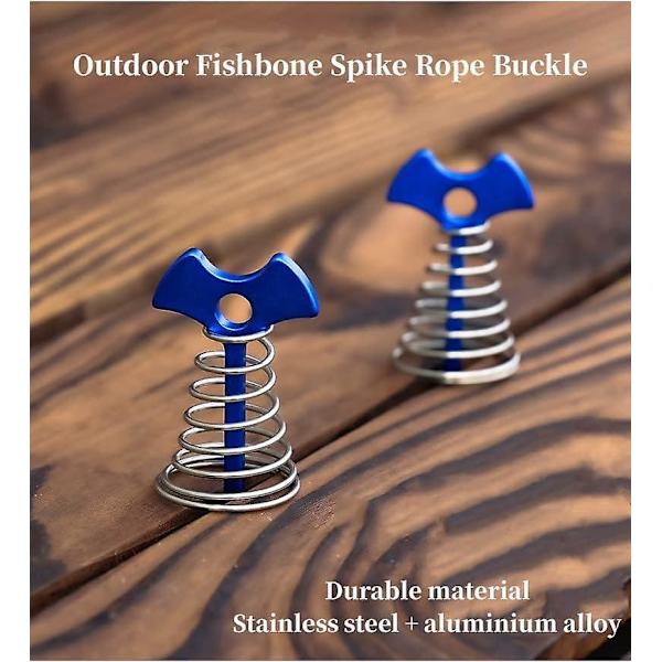 6 stk røde fiskebenstelt af aluminiumslegering med fjederspænde til camping og udendørs aktiviteter