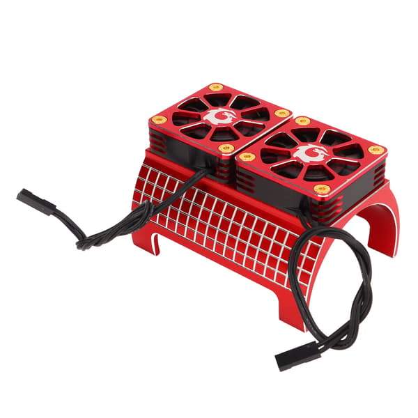 RC Motor Dobbelt Køleventilator Køleplade Aluminiumlegering 5 til 7,4V 1/5 RC Tilbehør til Traxxas Rød