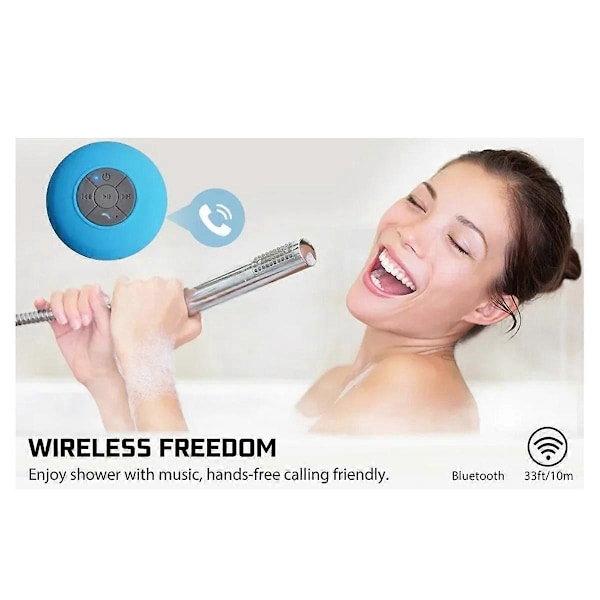 Baderom Trådløs Bluetooth Høyttaler Sugekopp Blå