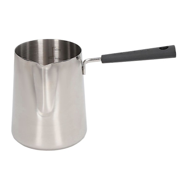 Kaffemælksskumningskande 304 Rustfrit Stål Langt Håndtag Mælkekande Spids Tud Latte Skumningskop med Skala 900ML 22x12x10.3cm/8.7x4.7x4.1