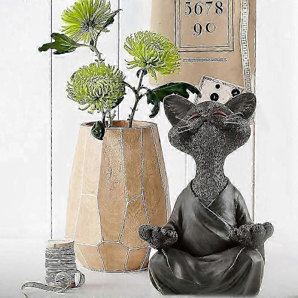 Lekne Buddha Katt Mediterende Yoga Pose Kattefigurer Hjemmeinnredning Kunstskulpturer Skrivebordsdekorasjon